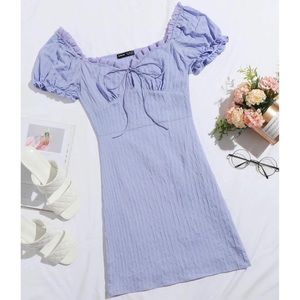 SHEIN Frill Trim Tie Front Crinkle Dress